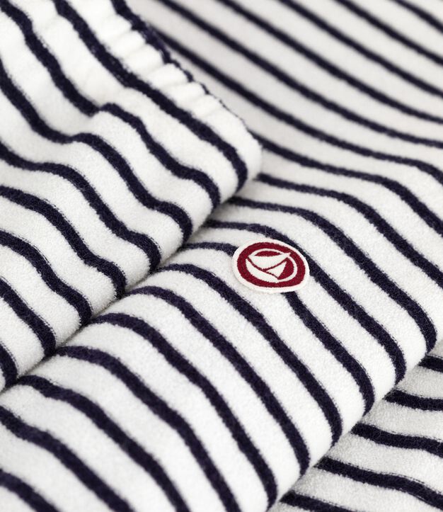 Women's stripy cotton terry pyjamas blue/blue