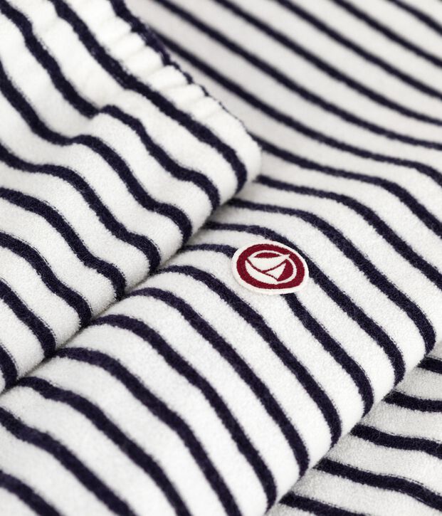 Women's stripy cotton terry pyjamas blue/blue