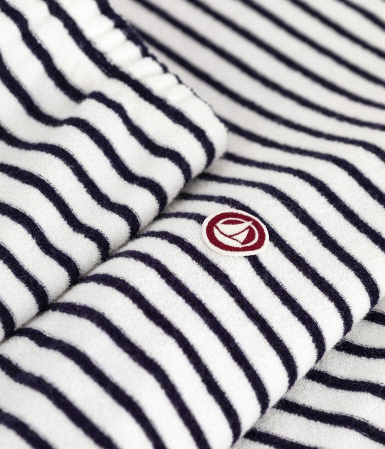 Women's stripy cotton terry pyjamas Ecru/blue