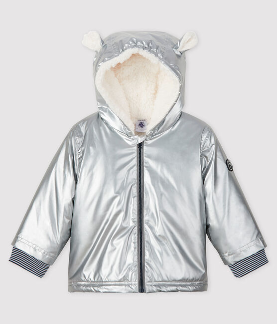 Unisex baby's warm waxed coat ARGENT grey
