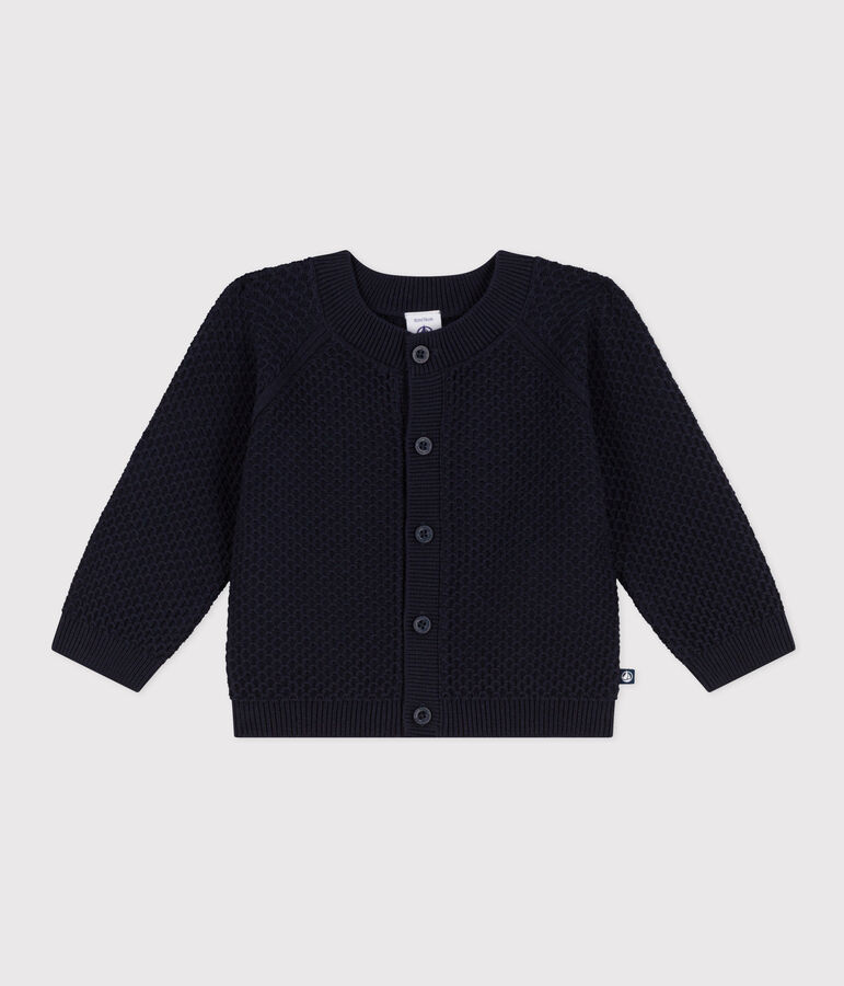 Babies' Knitted Cotton Cardigan blue