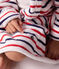 Children's stripy cotton terry bathrobe MARSHMALLOW white/MULTICO white