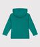 Children's plain zip-up cotton hoodie green