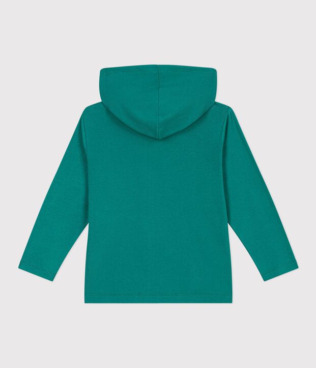 Children's plain zip-up cotton hoodie green
