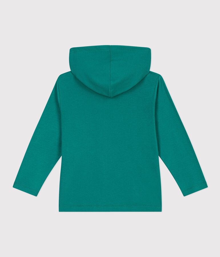 Children's plain zip-up cotton hoodie green