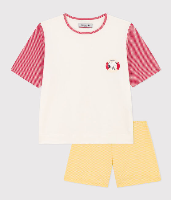 Women's Petit Bateau X Snoopy cotton pyjama shorts MARSHMALLOW white/MULTICO white