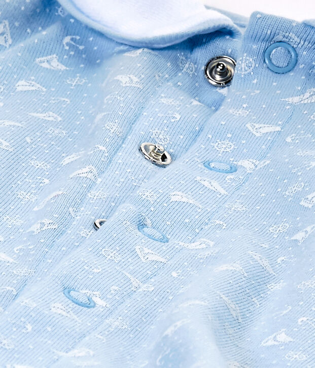 Baby's sleepsuit and its newborn hat blue/white