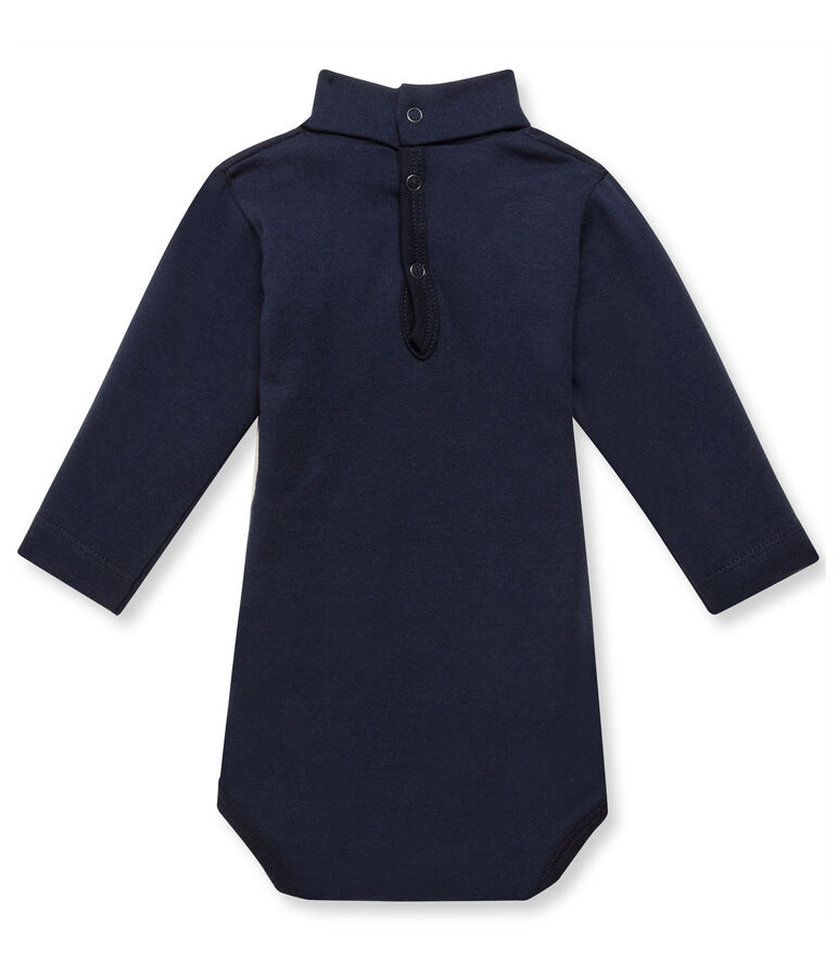 Baby roll neck bodysuit blue