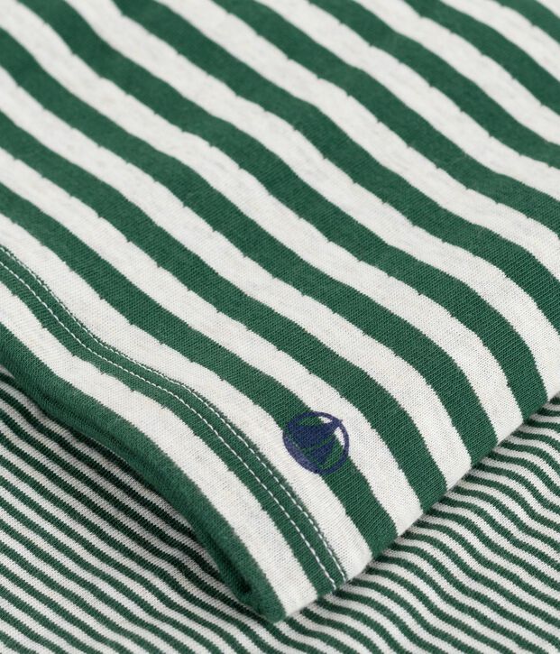 Babies' stripy tube knit pyjamas green/beige