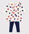 Babies' long-sleeved bird print cotton dress and leggings AVALANCHE white/MULTICO