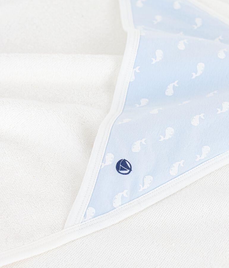 Babies' square cotton bath wrap blue/blue