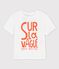 Babies' Short-Sleeved Cotton T-Shirt With Motif MARSHMALLOW white