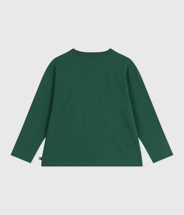 Children's long-sleeved printed cotton T-shirt green