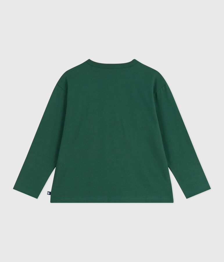 Children's long-sleeved printed cotton T-shirt green