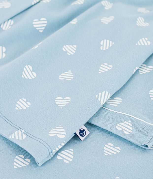 Women's buttoned printed cotton pyjamas green/white