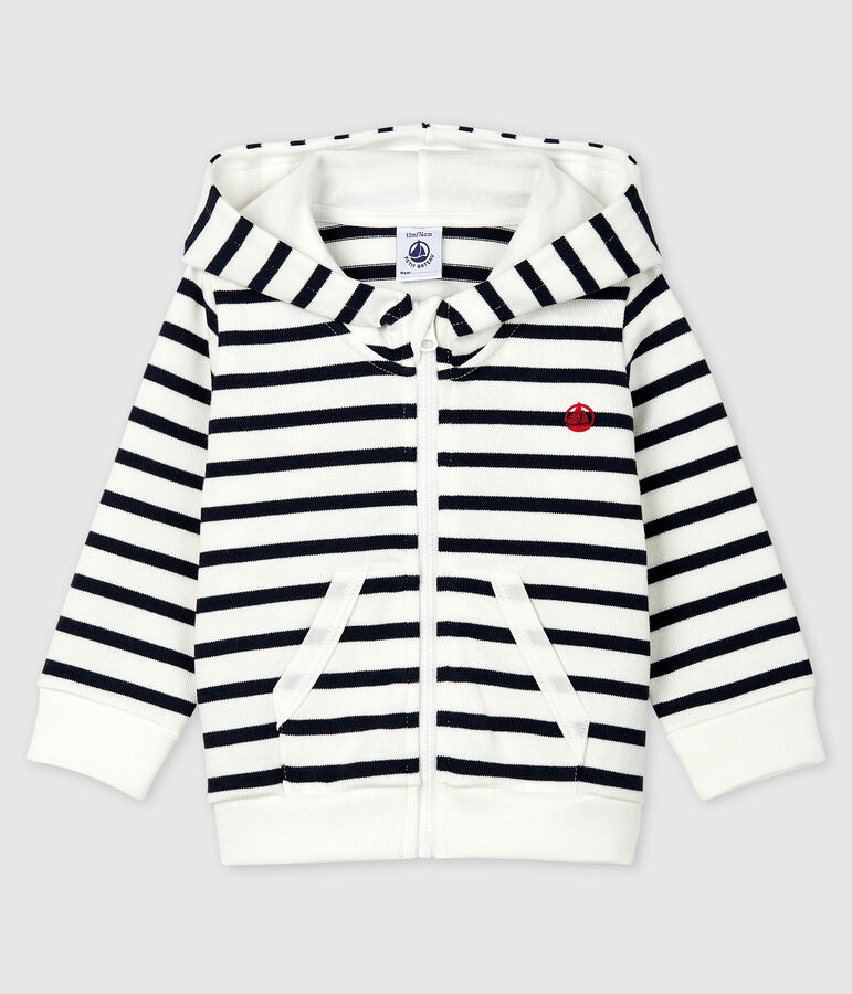 Baby Boys' Jersey Hoodie MARSHMALLOW white/SMOKING blue