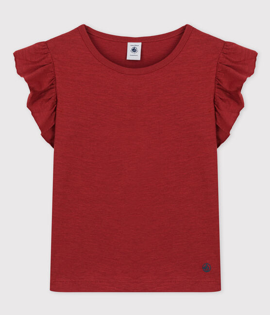 Girls' Short-Sleeved Cotton T-Shirt OMBRIE brown