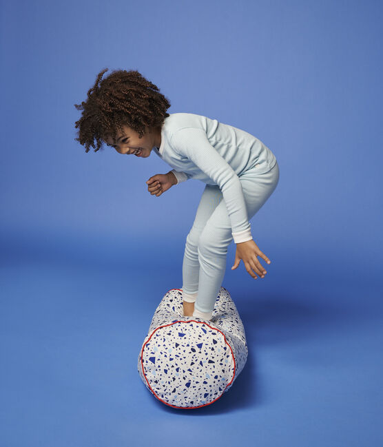 Boys' Snugfit Stripy Blue Cotton Pyjamas TIKI blue/MARSHMALLOW white