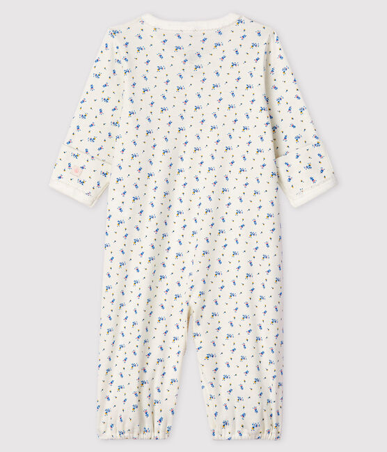 Babies' Floral Organic Cotton Jumpsuit/Sleeping Bag MARSHMALLOW white/MULTICO white