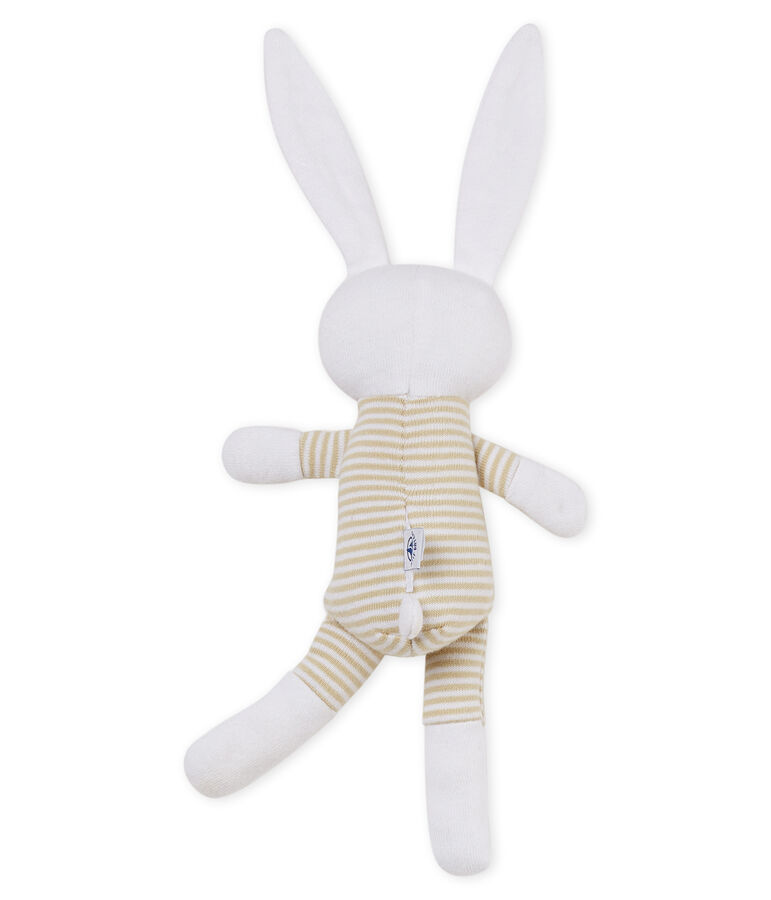 Unisex baby rabbit rattle comforter grey/white