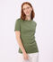 Women's short-sleeved plain cotton T-shirt OLIVINE green