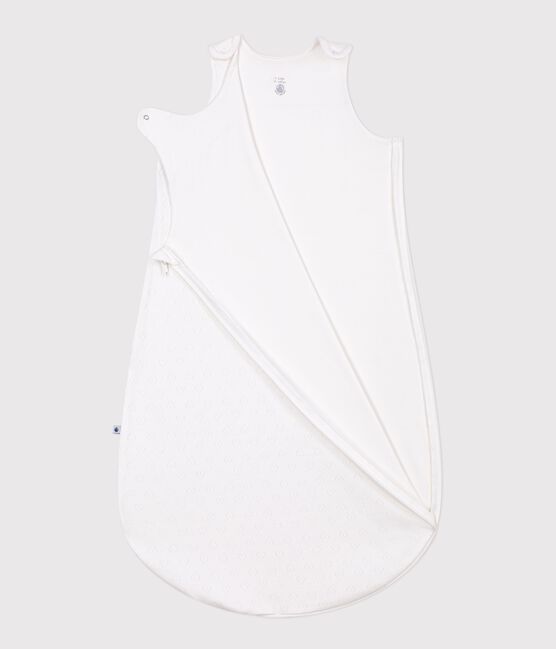 Baby sleeping bag in openwork cotton with hearts 0.5 TOG MARSHMALLOW white