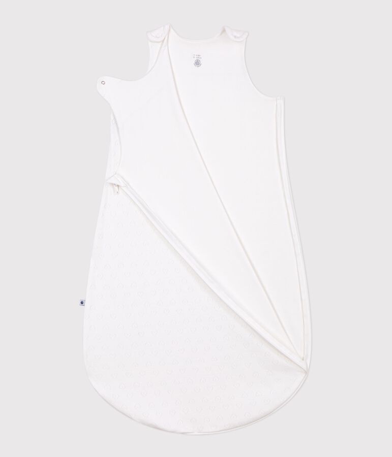 Baby sleeping bag in openwork cotton with hearts 0.5 TOG white