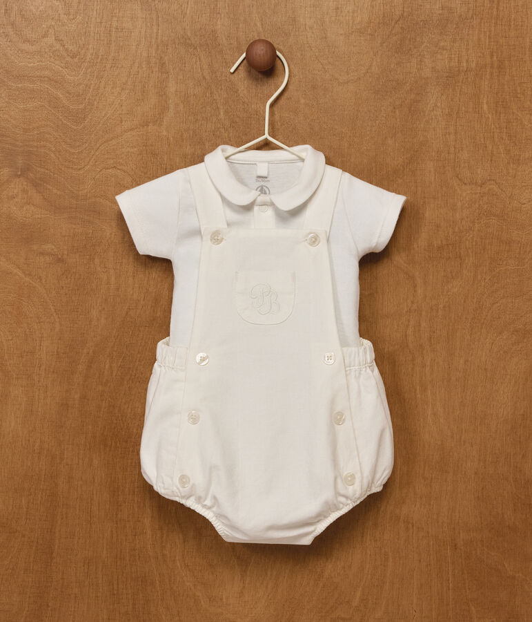 Babies' two-piece set in cotton/linen with embroidered details multicolor