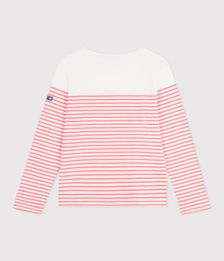 Women's stripy cotton Breton top white/pink