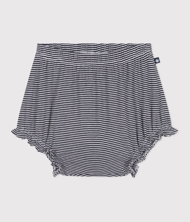 Babies' pinstriped cotton bloomers blue/white