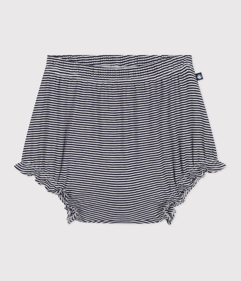 Babies' pinstriped cotton bloomers blue/white