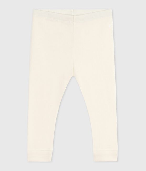 Babies' plain cotton leggings MILK Ecru