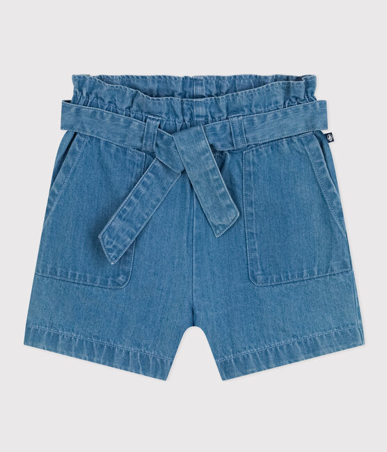 Girls' Light Denim Shorts DENIM CLAIR blue