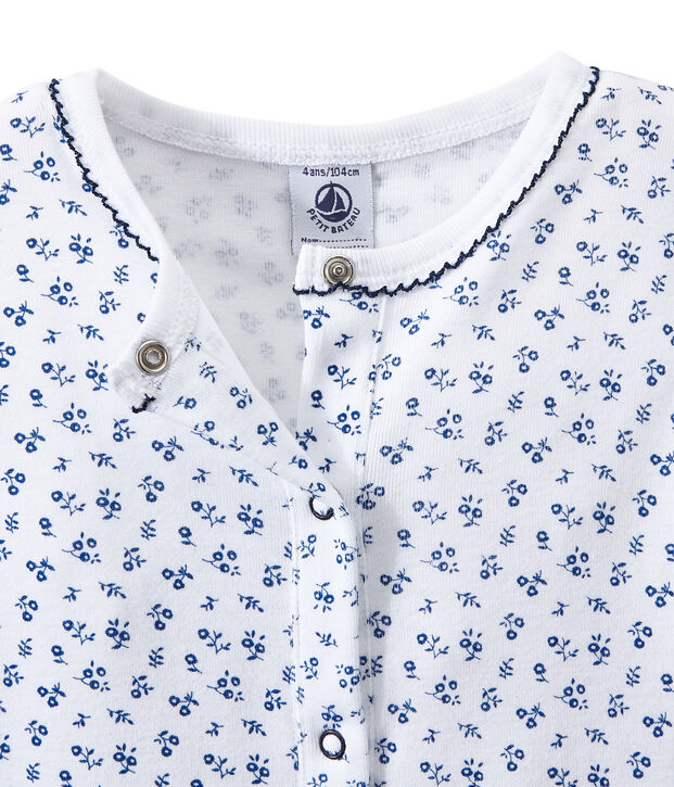 Girl's print jumpsuit pyjamas white/blue