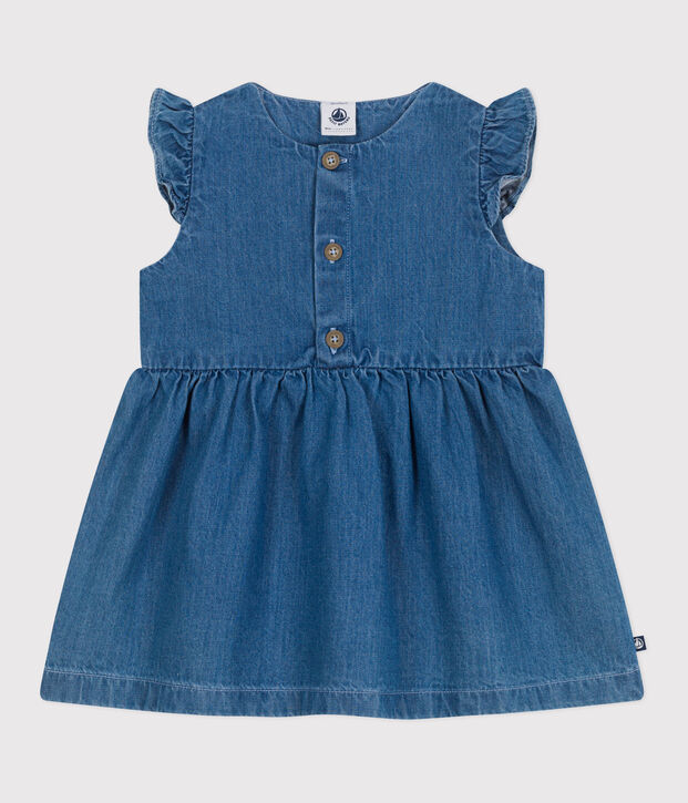 Babies' sleeveless lightweight denim dress blue