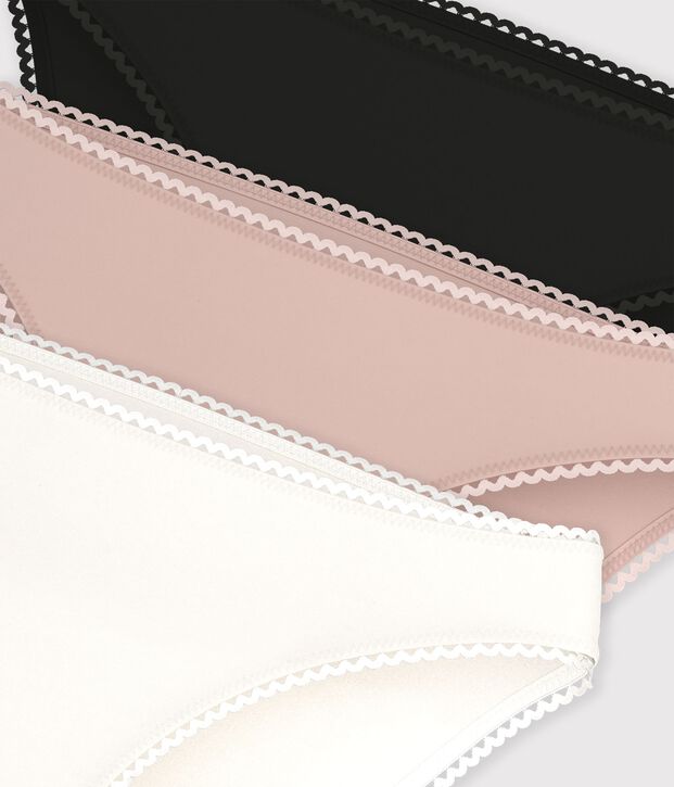 Women's plain cotton and elastane briefs - 3-Pack multicolor