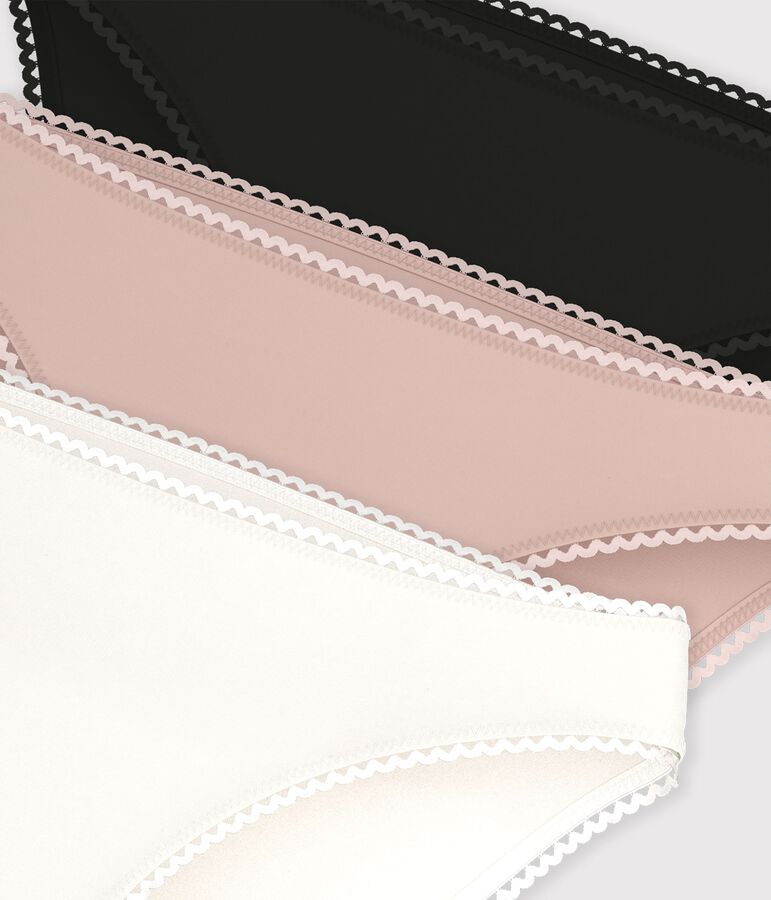 Women's plain cotton and elastane briefs - 3-Pack multicolor