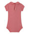 Baby girl's bodysuit with striped collar TERKUIT red/MARSHMALLOW white