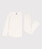 Little girls' cotton palm print pyjamas MARSHMALLOW white/MULTICO white