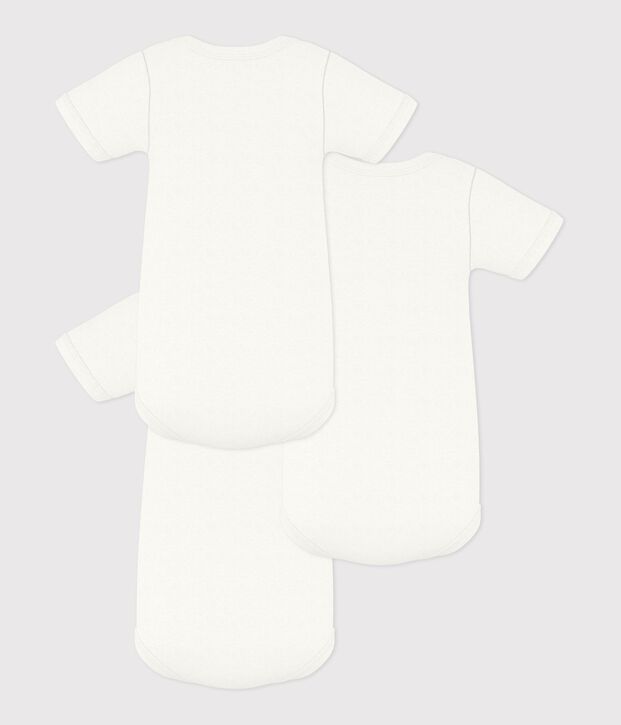 Pack of short-sleeved plain cotton bodies for babies multicolor