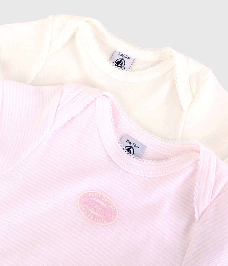 Babies' Short-Sleeved Pinstriped Organic Cotton Bodysuits - 2-Pack multicolor