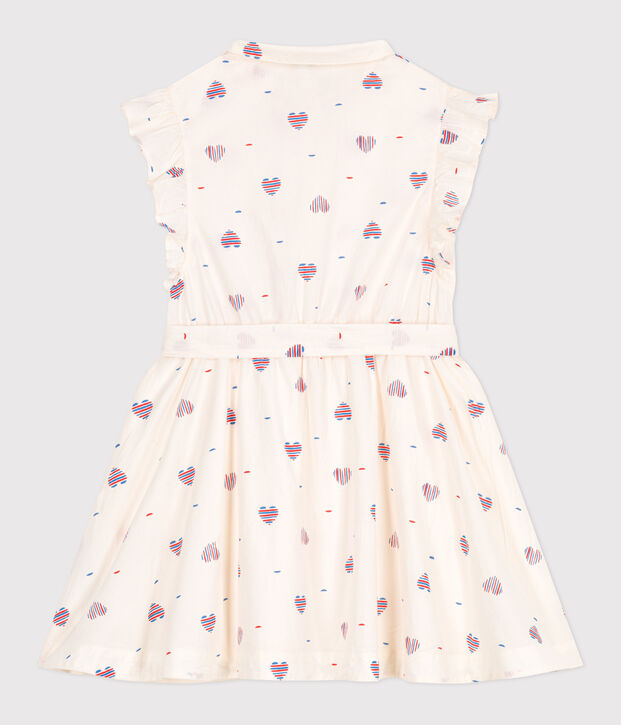 Children's sleeveless heart-print cotton dress Ecru/multicolor