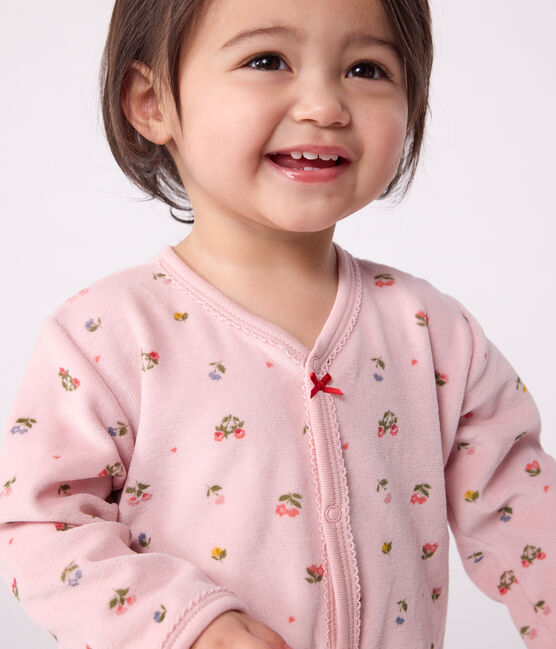 Babies' floral-print velour pyjama suit JOLI pink/MULTICO white