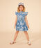 Girls' Sleeveless Printed Poplin Dress BEACH blue/MULTICO