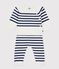 Babies' 2-piece stripy knit Breton top outfit MARSHMALLOW blue/SOIR