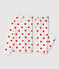 Children's hearts print ribbed pyjamas MARSHMALLOW white/TERKUIT red