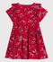 Girls' Short-Sleeved Poplin Dress TERKUIT red/MULTICO white