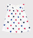 Babies' short-sleeved cotton dress with an integrated triple heart pattern body