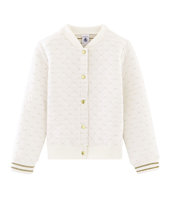 Girls' Quilted Tube Knit Cardigan MARSHMALLOW white