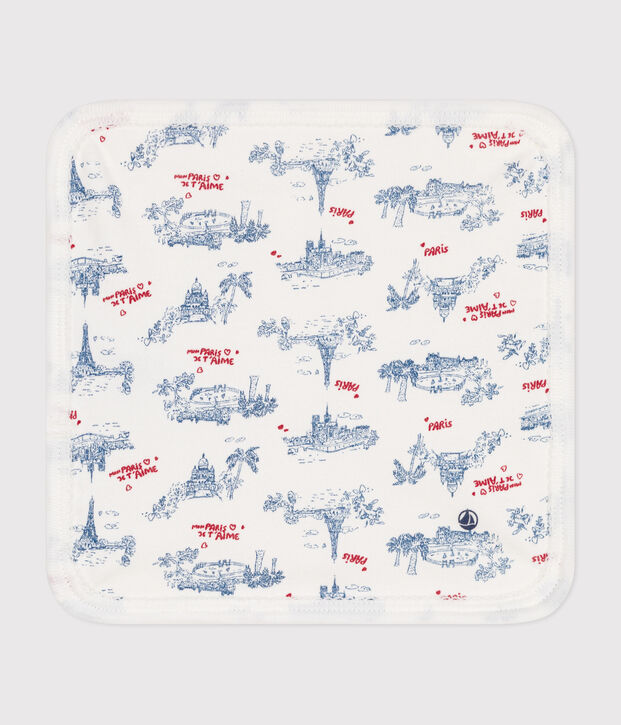 Paris print cotton and terry baby wipes white/multicolor